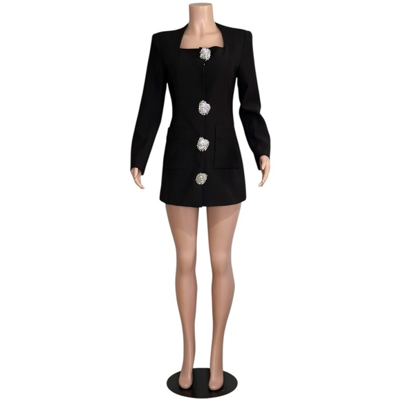 MISS ROSIER Fionnghuala Crystal Embellished Mini Dress, Black, Large - Picture 11 of 14